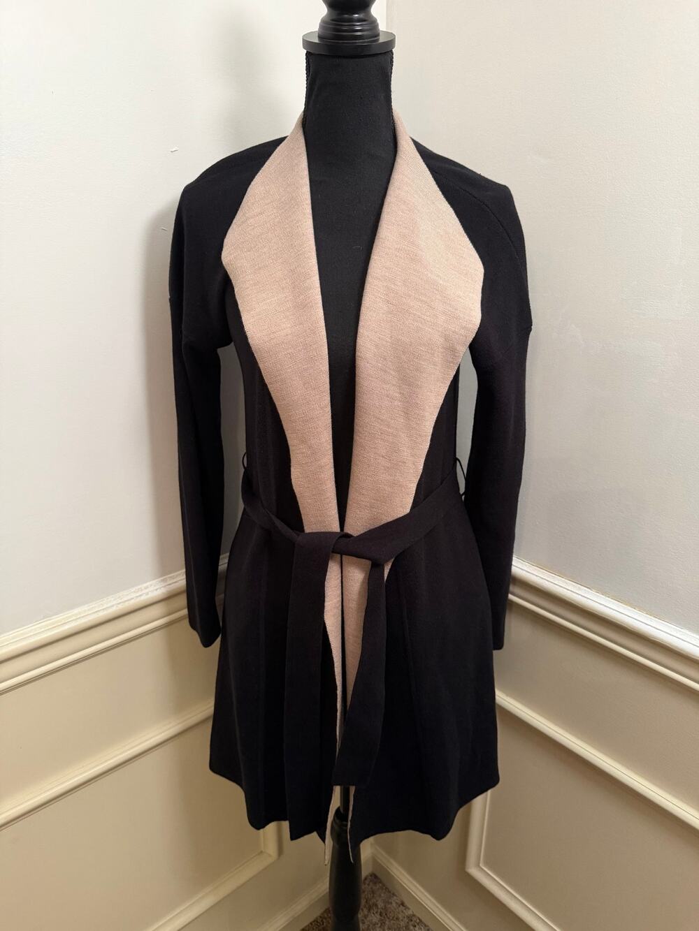 M.M. LaFleur The O’Keeffe Wrap Cardigan Sweater Wool Silk Cashmere Blend 2 Tone